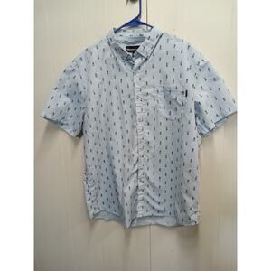 Molokai Surf Co Mens Blue Pineapple Graphic Button Down Shirt (Size Xxl)